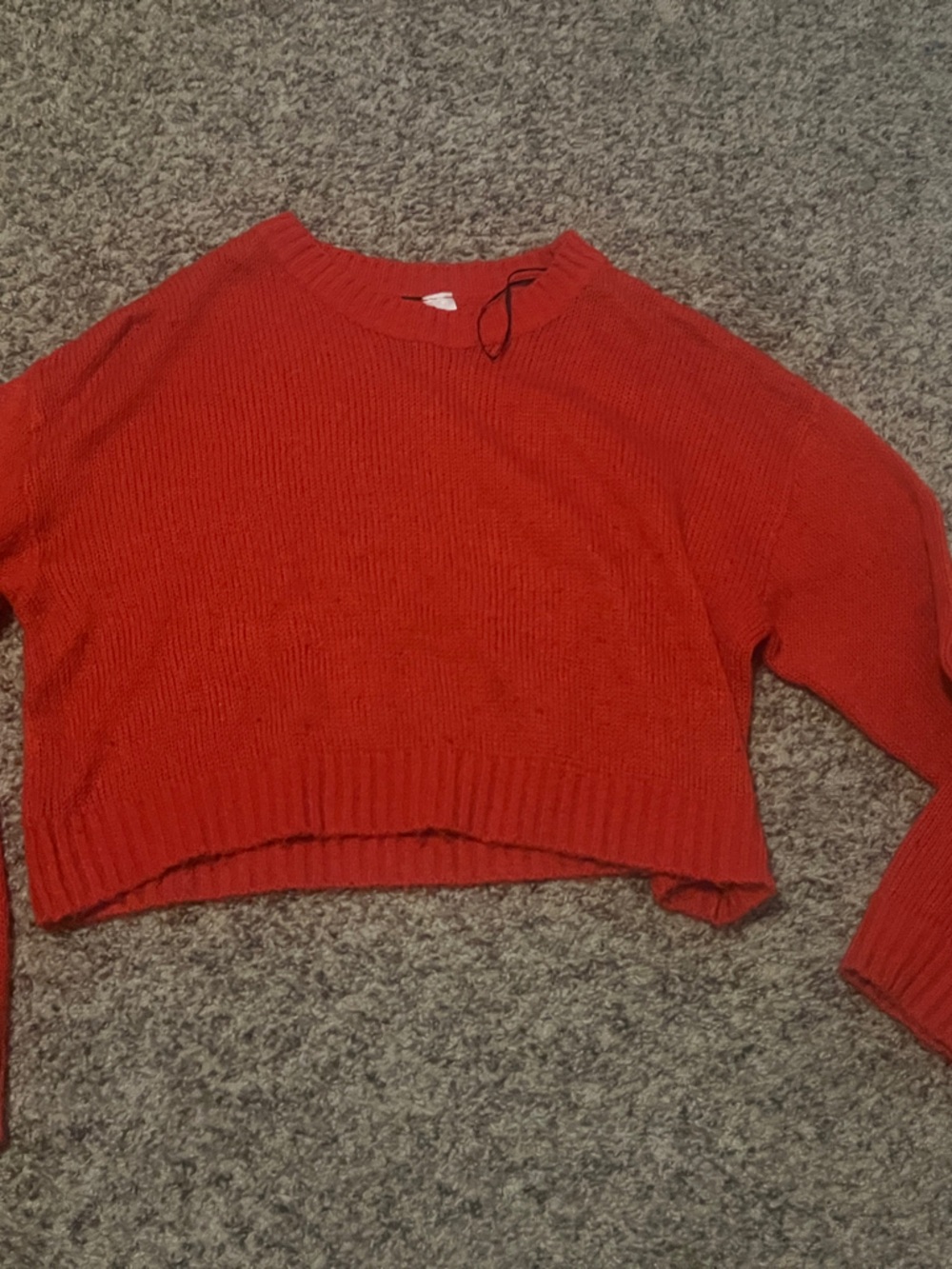 H&M Red Cropped Crewneck Sweater